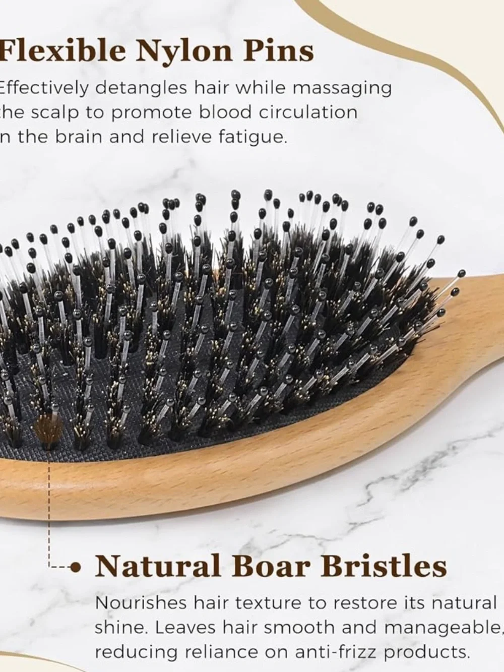 ⚡️❄️Black Egg Wooden Boar Bristle Brush